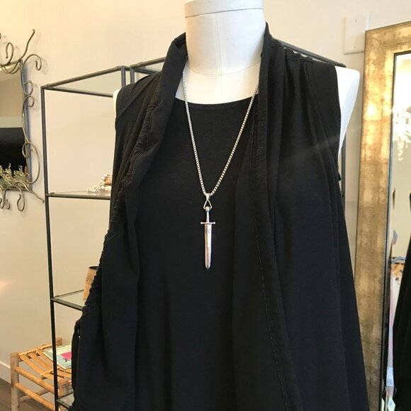 3" Stainless Steel Sword of the Lord Necklace -Shiny Blade 30" Box Chain Womens - Picture 3 of 11